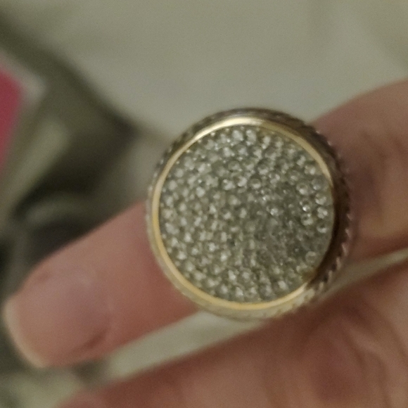 New Emma Skye Stainless Steel Pav Crystal Textured Two-tone Ring. - Picture 12 of 15